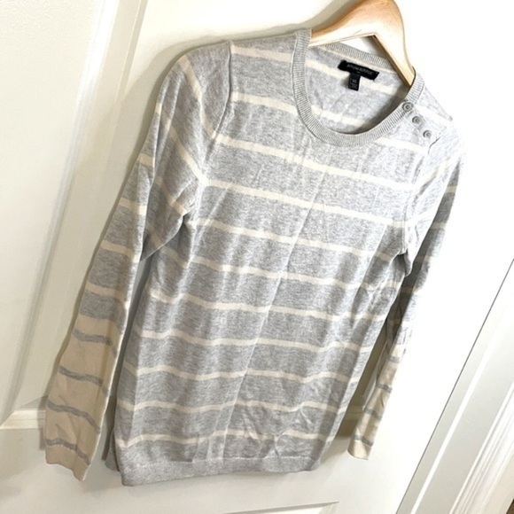 BANANA REPUBLIC | Women’s Gray & White Striped Sweater Size XS - Picture 2 of 6